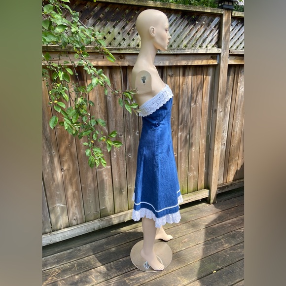 Vintage Handmade Strapless Denim Dress - Picture 10 of 12
